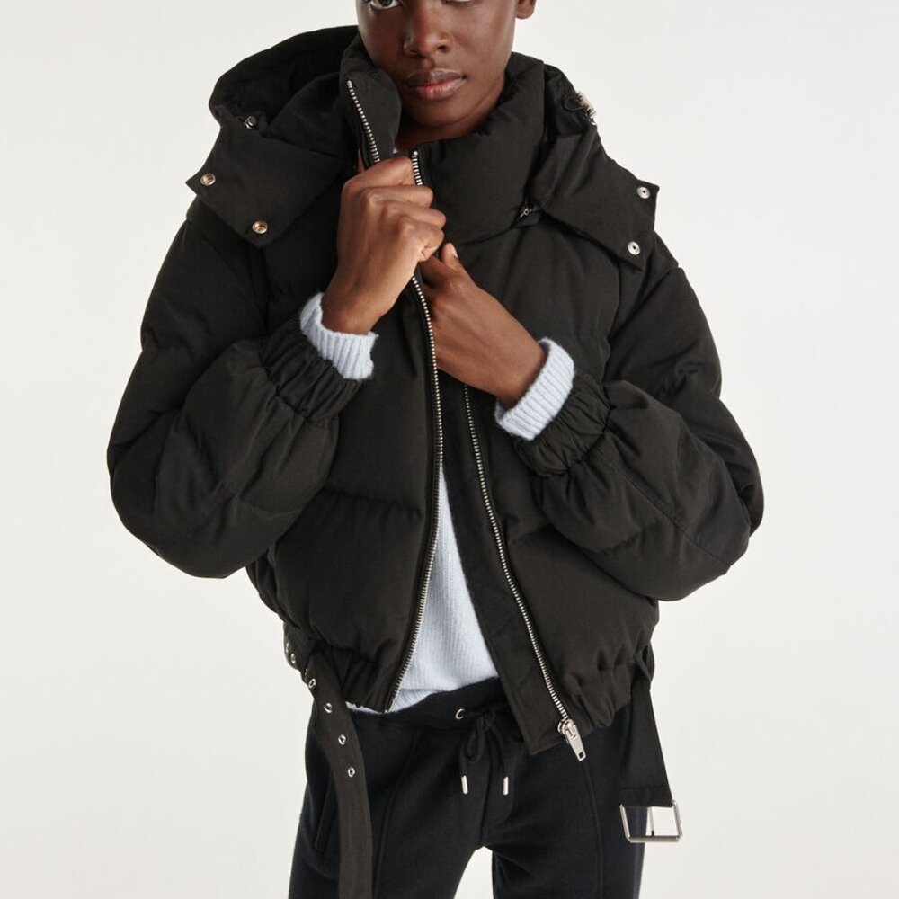 The Kooples Short Black Down Jacket with Hood
